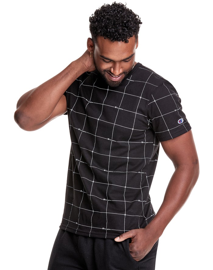 Champion Classic All Over Logo Black T-Shirt Mens - South Africa VTOFIH024